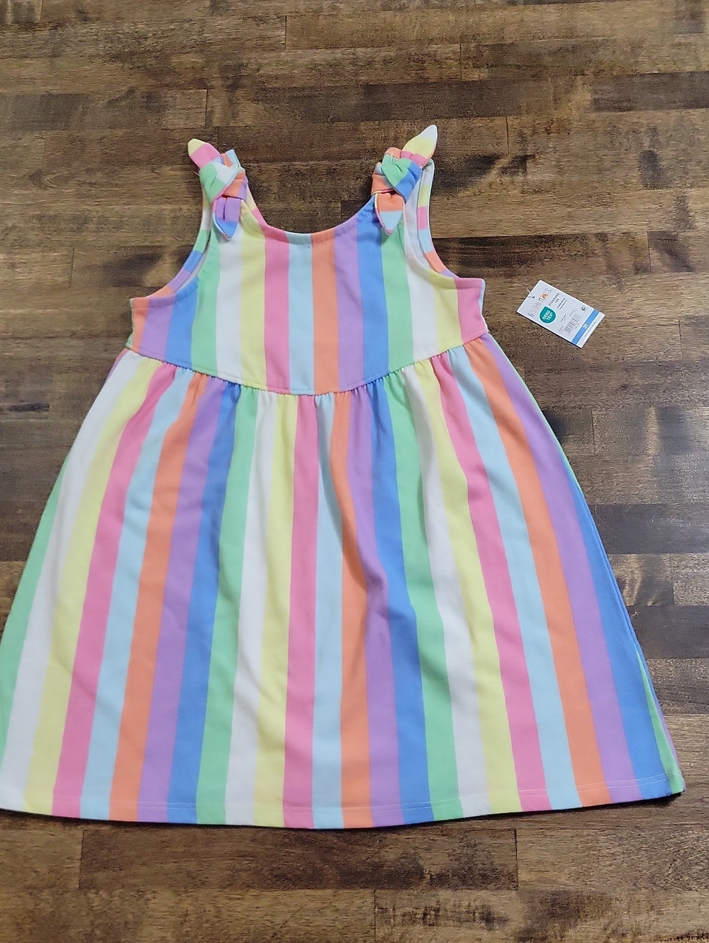 Girls' Rainbow Stripe Tank Dress - Pastel Colors Size 3T